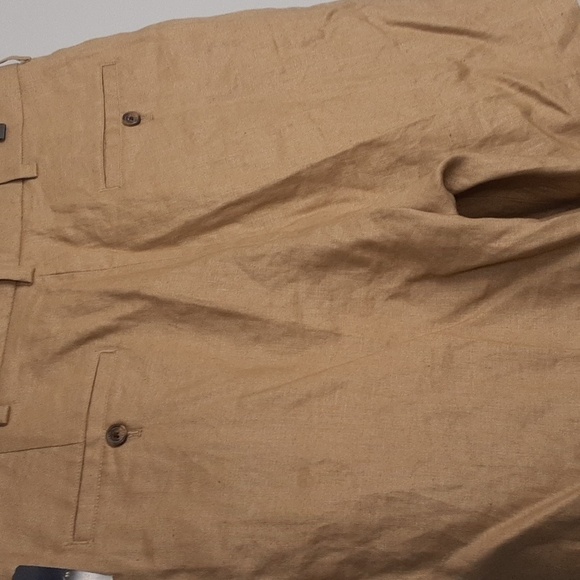 Brook Brother Linen Pleated Front Pocket Tan Shorts - Picture 7 of 11